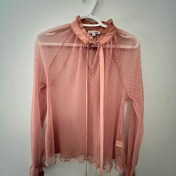 Stunning clear lace with ties blouse from fashion nova - Picture 1 of 2